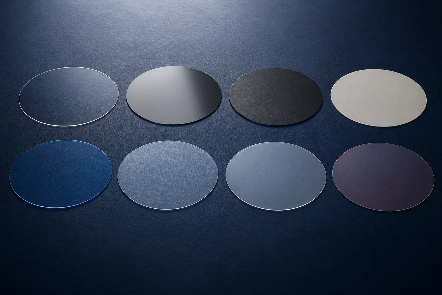 Eight ultra-thin precision substrate families including a semi-transparent blue-glass wafer